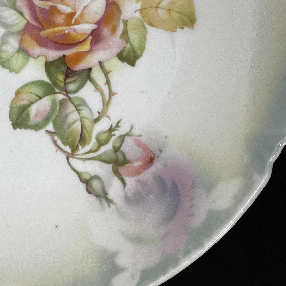 Antique Leuchtenburg Germany Lusterware Platter‎ Tray Roses